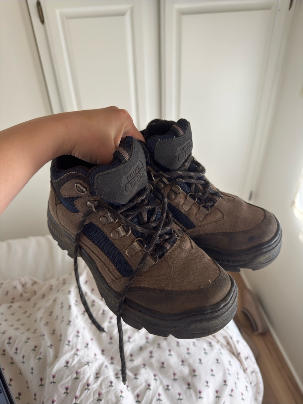 Vintage Route 66 Brown and Navy Hiking Boots - Unisex